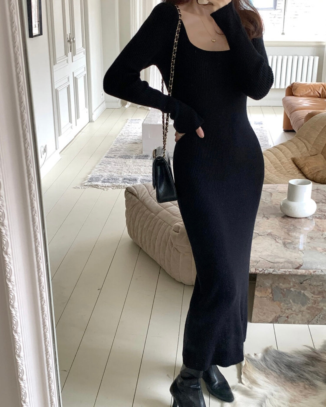 Genevieve Square Neck Maxi Knit Dress