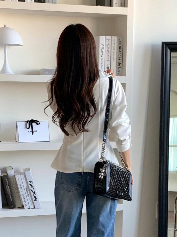 Elara Tailored Shirred Blouse