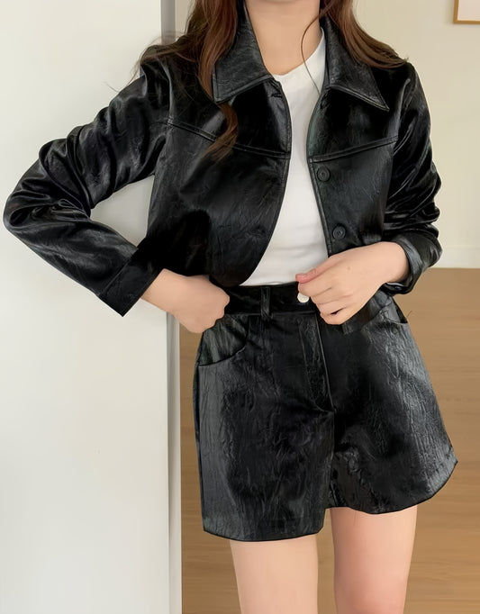 Colette Luxe Faux Leather Pants Set