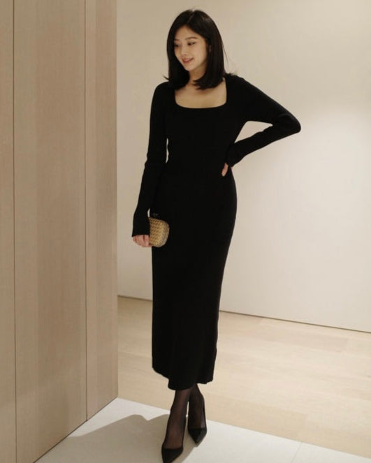 Genevieve Square Neck Maxi Knit Dress