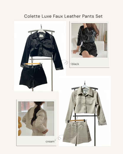 Colette Luxe Faux Leather Pants Set